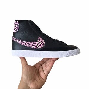 Nike Blazer Mid Black and Pink Leopard Print Sneakers